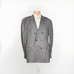 Brunello Cucinelli Flannel Gray Herringbone Sportcoat 56/46 US Men’s